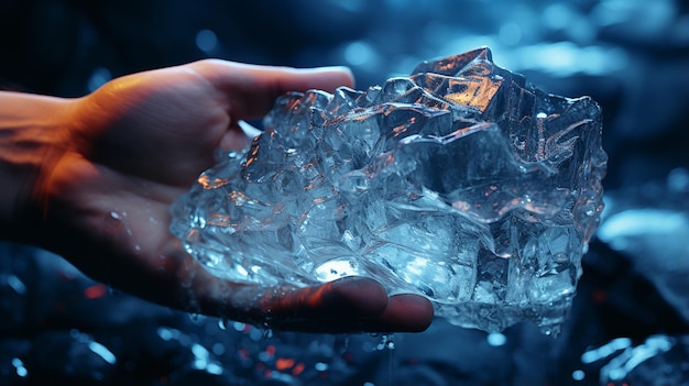 ice cubes in a glass bowl