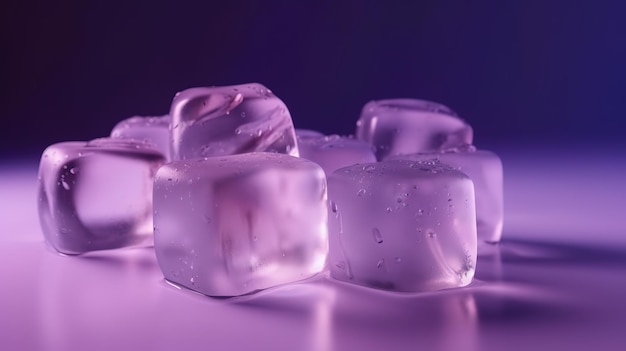 Ice cubes on a purple background