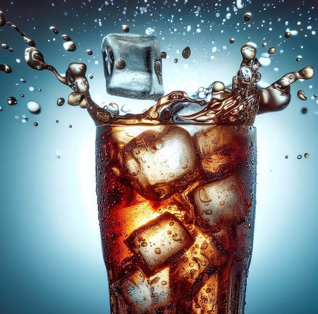 Ice cubes soda splash