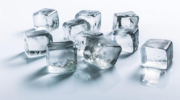 Ice cubes on a table with the word ice on it