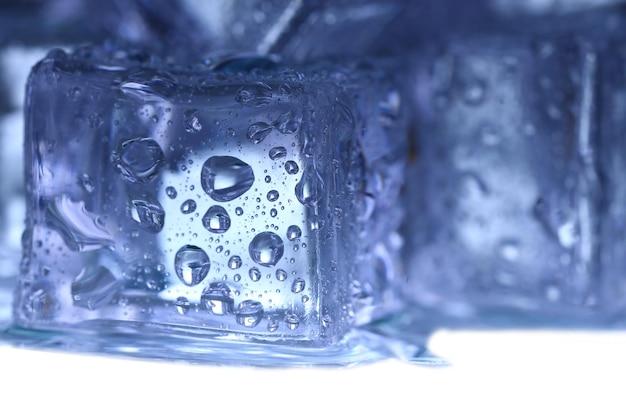 Ice cubes on white background