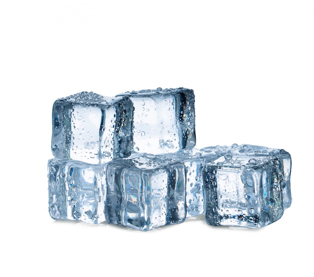 Ice cubes on white background