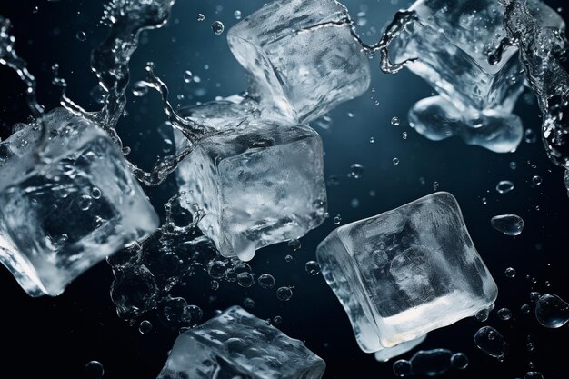 Ice cubes with bubbles underwater ar c