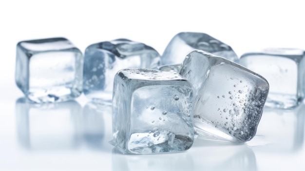 Ice cubes with a white background