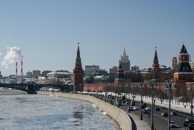 Ice drift on the Moscow river near Kremlin