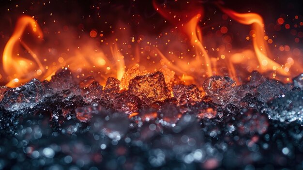 Photo ice and fire bright concept of contrasting opposites