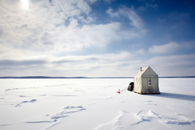 Photo ice fishing lake generate ai