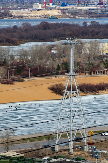 Photo ice floats on the volga river in spring