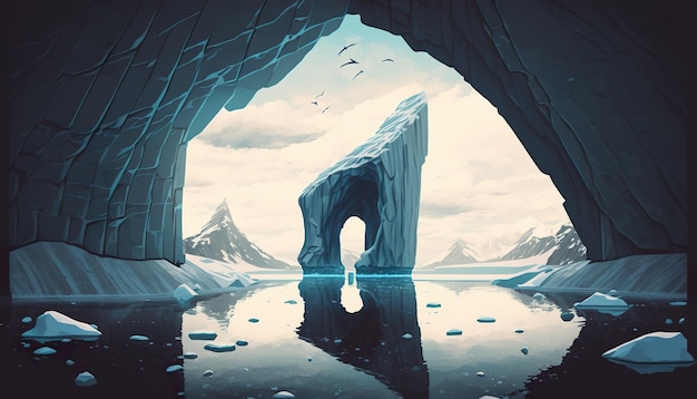 Ледяные ворота в Арктике см. Креативная иллюстрация Ai Generate