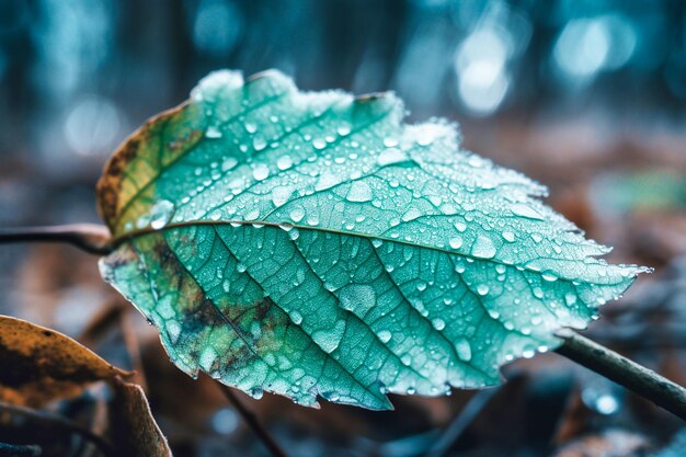 Ice green leaf abstract