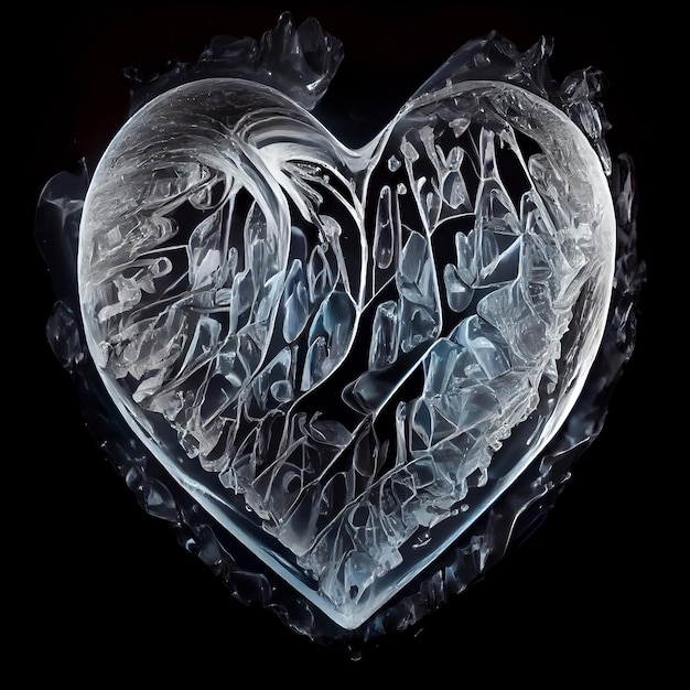 Ice heart isolated on black background