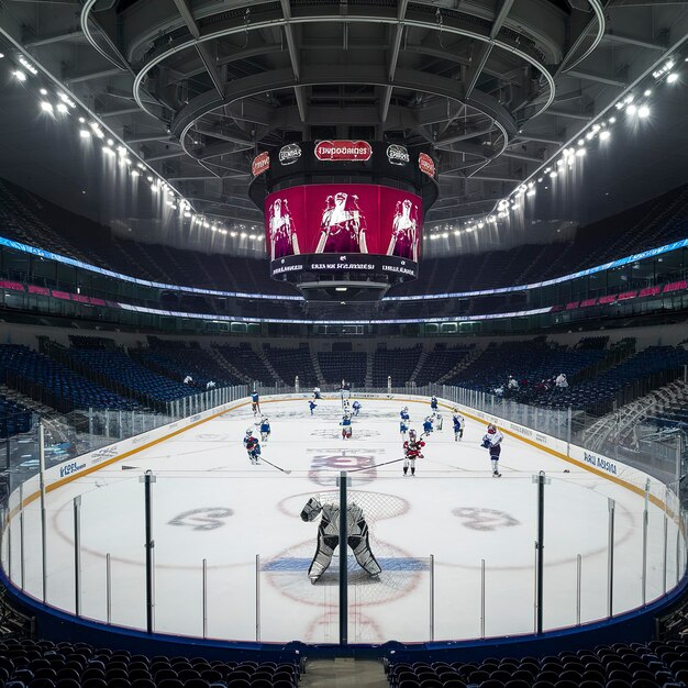 Ice hockey players on the grand ice arena