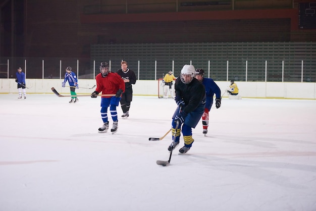 Photo ice hockey sport players in action, business comptetition concpet
