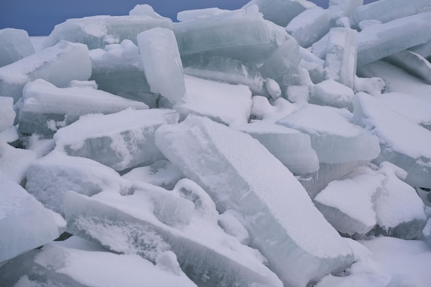 Ice hummocks a heap of ice fragments on the baltic sea compression of the ice cover