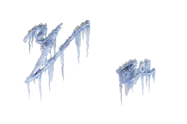 Photo ice letter v 3d rendering