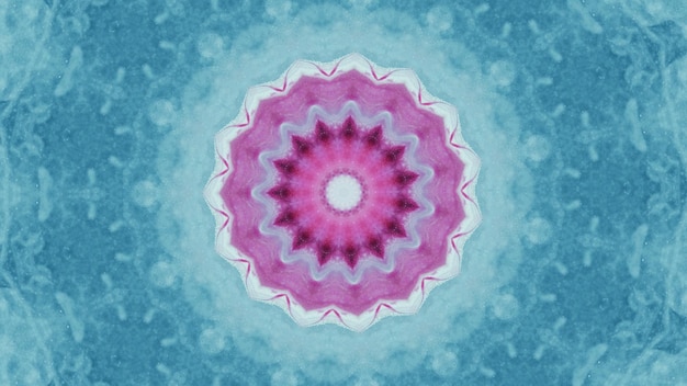 Ледяная мандала Калейдоскопный орнамент розовый синий цвет блестящая чернила симметричная круглая форма снежинка