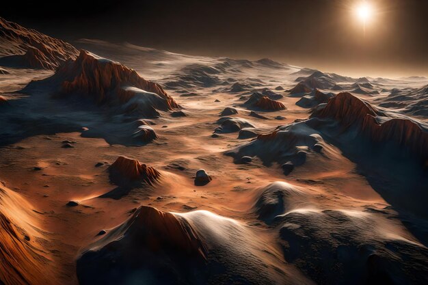 Photo the ice on mars' poles is very pretty when it shines in the sun on mars ai generated