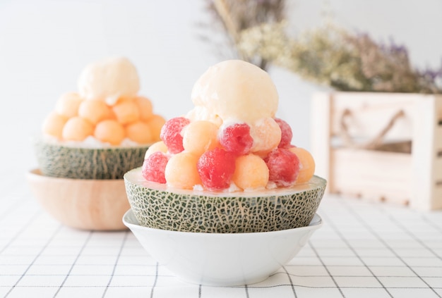 Ice melon Bingsu, famous korean ice-cream