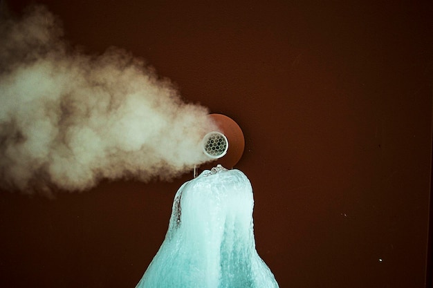 ice melting under steam vent