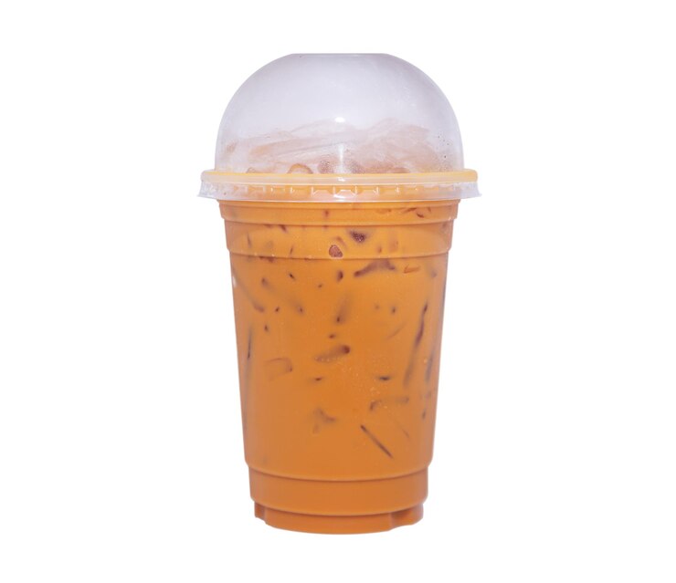 Ice milk tea, Sweet drink, Isolated, on white background, Clipping path