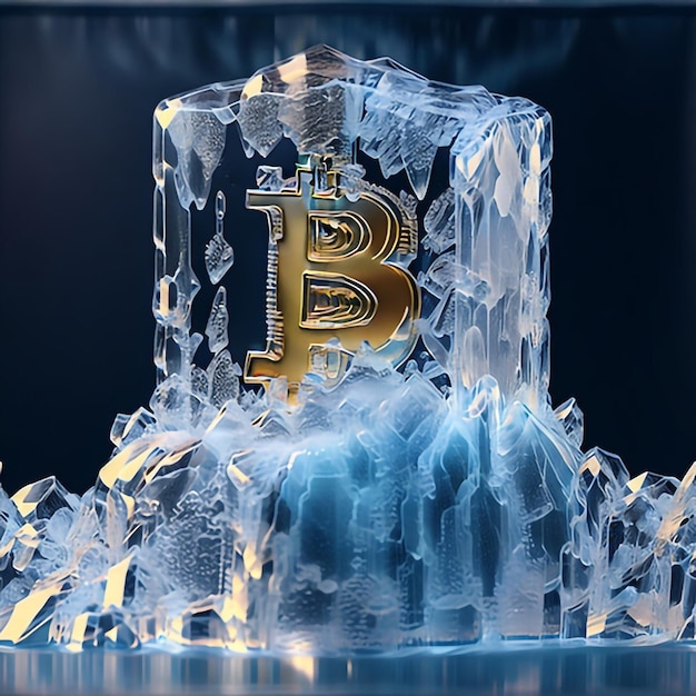 Ice Sculptures Bitcoin ice sculpture intricate detail AI generative