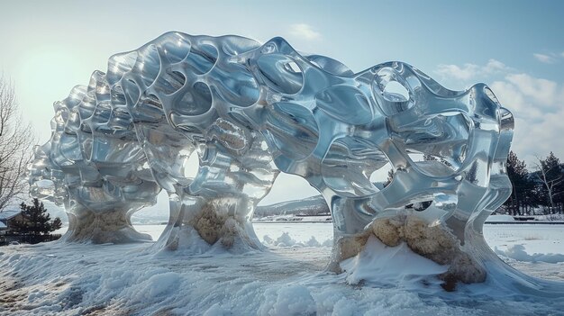 Ice sculptures created by freezing winds natures art in the extreme cold Photorealistic HD