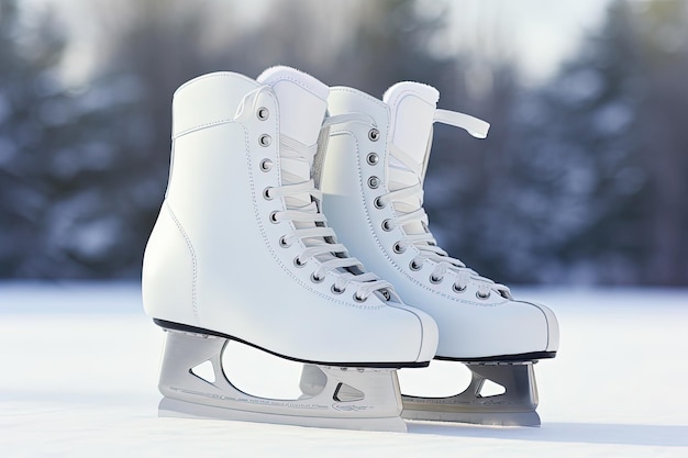 Foto scarpe da pattinaggio su ghiaccio per pattinaggio artistico pattini bianchi sport invernali