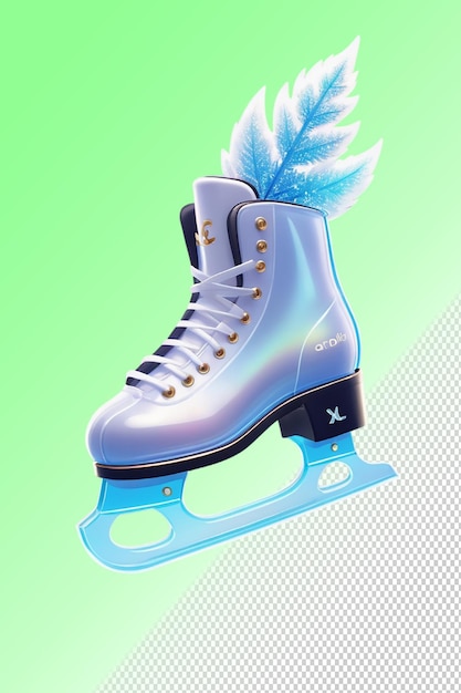 Photo an ice skate with a blue and silver ice skate on it