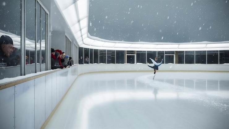 Photo ice skates on empty rink