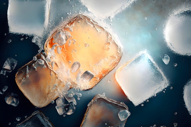 Ice in summer drink Textured background AI generated