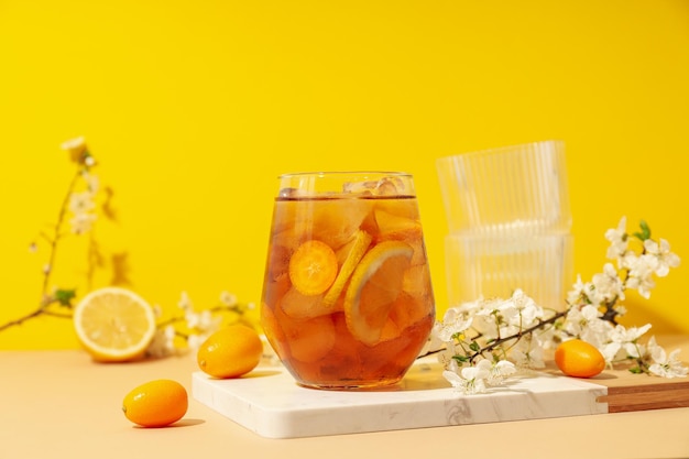 Ice tea drink for refreshing in hot summer weather