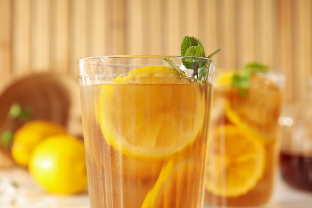 Ice tea drink for refreshing in hot summer weather