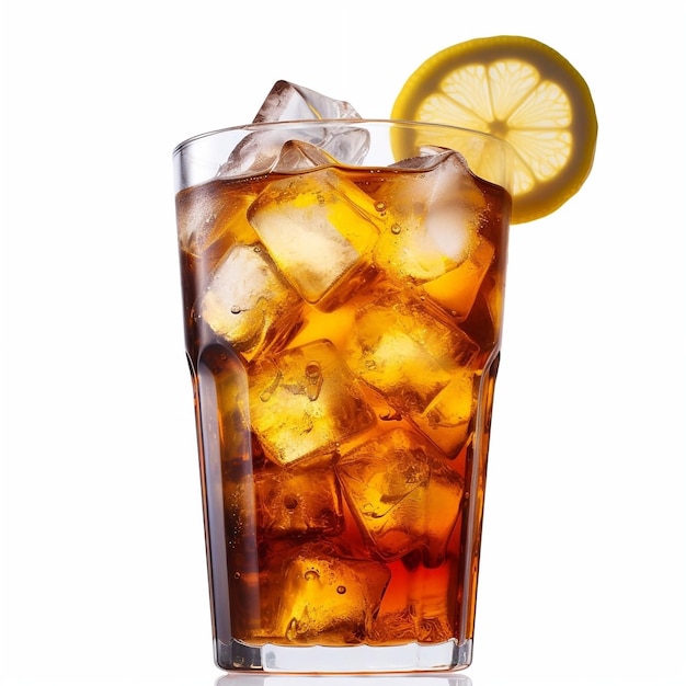 Photo ice tea with lemon on the white background