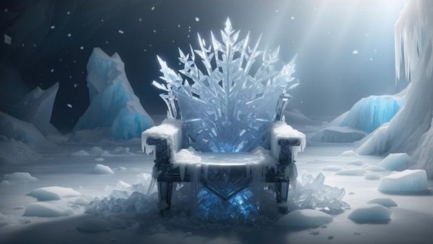 Photo ice throne elegance a frozen realm of regal beauty