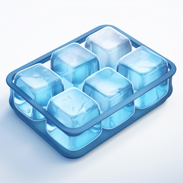 Photo ice tray 2d cartoon illustraton on white background high q