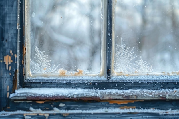 Ice on a window background