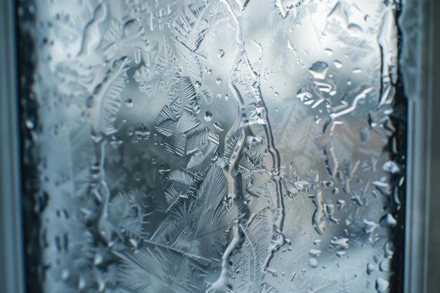 Foto il ghiaccio sullo sfondo di una finestra