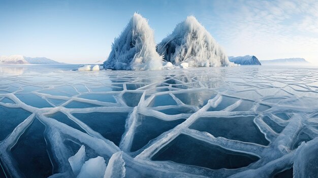 Ice with cracks