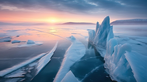 Photo ice with cracks