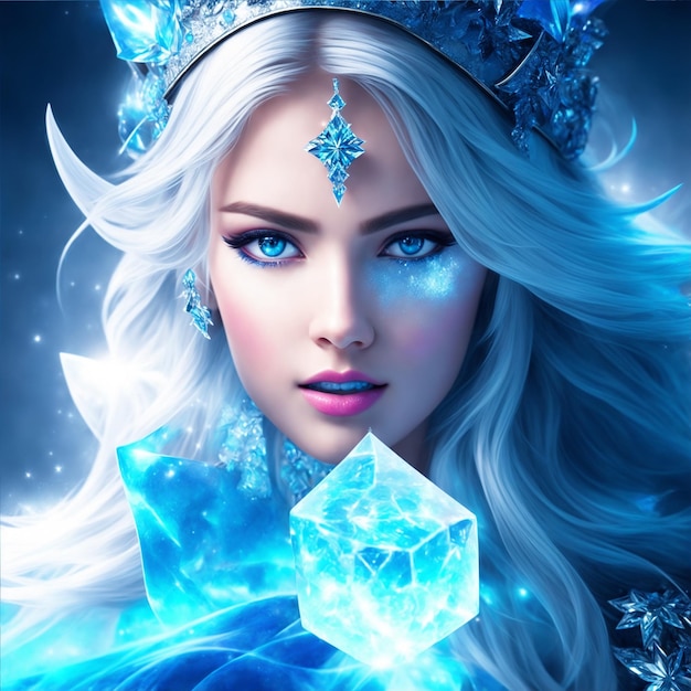 An ice wizard girl generated by ai