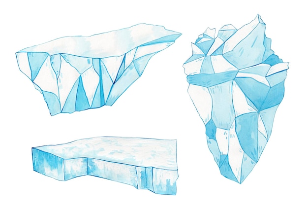Foto iceberg aquarel illustratie illustratie voor ontwerp polar set collectie