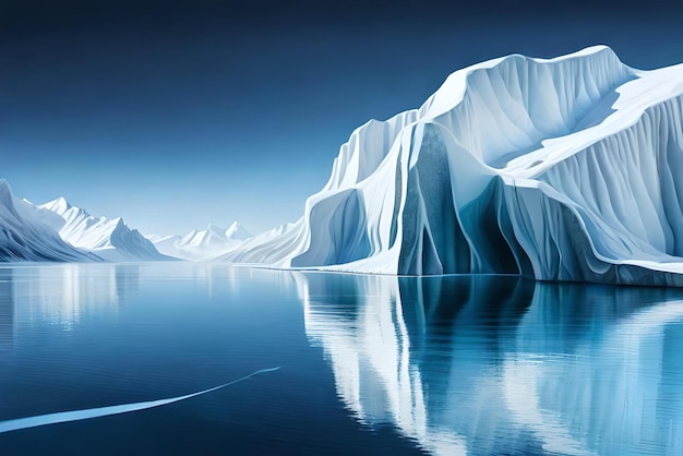 빙산에 의한 빙산은 물에 반영됩니다.