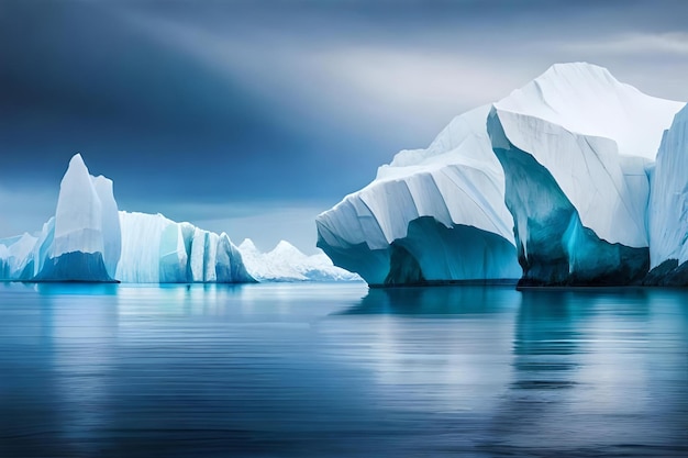 An iceberg by icebergs in the ocean