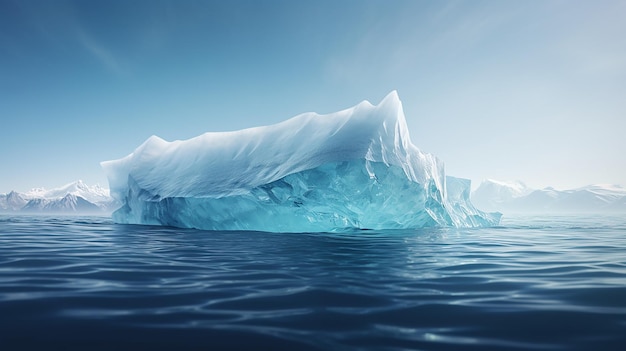 Iceberg in Clear Blue Water and Hidden Danger Underwater