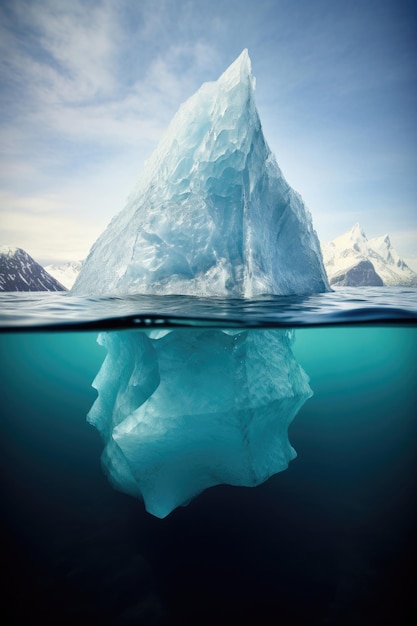 Iceberg in clear blue water