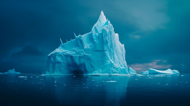 Iceberg concept underwater risk dark hidden threat or danger concept Central composition background illustration digital Generative AI