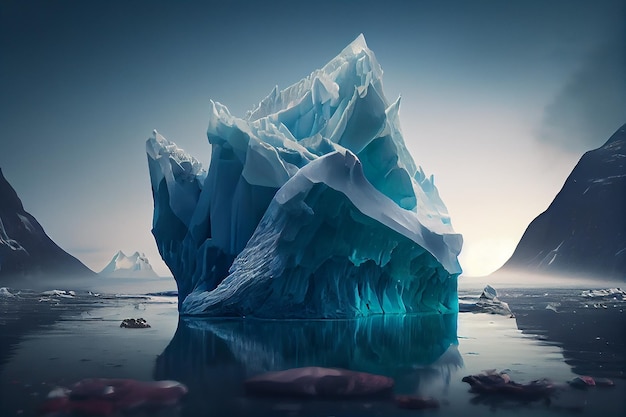 빙산 개념 수중 위험 어두운 숨겨진 위협 또는 위험 개념 생성 AI