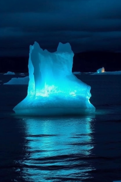 Iceberg in the dark blue night