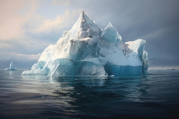 Iceberg floating in ocean Melting glaciers and global warming Risk and danger at sea