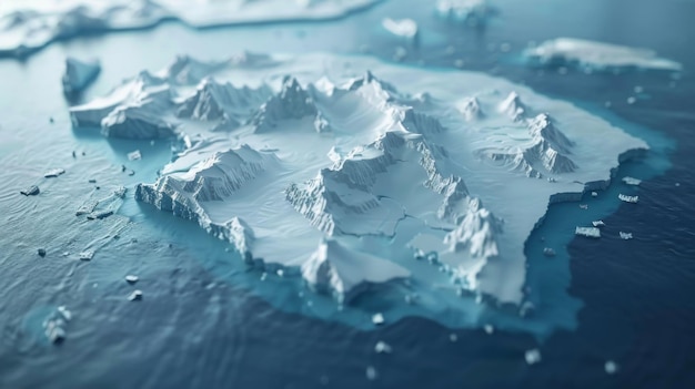 빙산이 물의 표면에 떠다니며 얼음 어리와 빙산 사이의 대조를 보여줍니다.